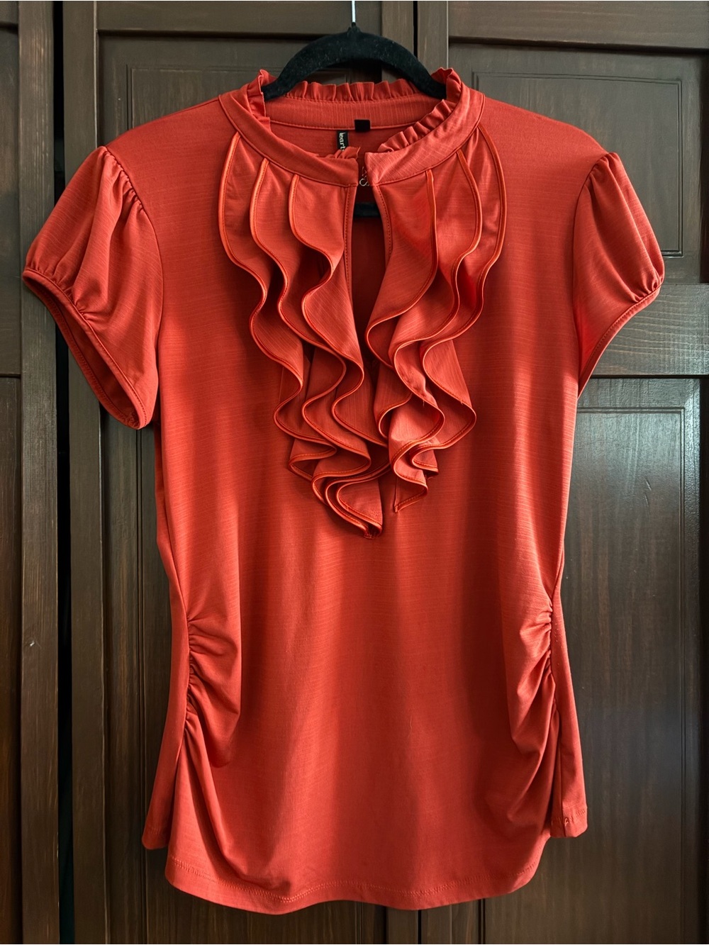 HeartSoul Red Short-Sleeve Ruffle Front Blouse